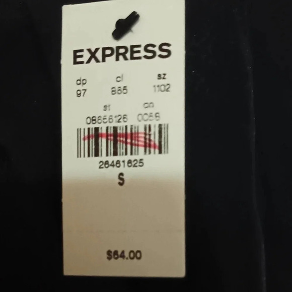 NEW Express black bouse w/ sheer overlay front/back, sheer ruffled sleeves s - Picture 4 of 7